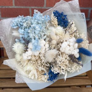 Italian Dried Flower Bouquet (With Vase) - Blue - Image 4