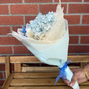 Italian Dried Flower Bouquet (With Vase) - Blue - Image 2