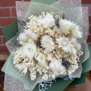 Italian Dried Flower Bouquet (With Vase) - Green - Image 4