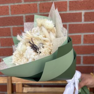 Italian Dried Flower Bouquet (With Vase) - Green - Image 2