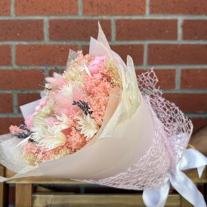 Italian Dried Flower Bouquet (With Vase) - Pink - Image 2