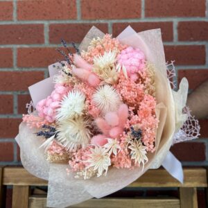 Italian Dried Flower Bouquet (With Vase) - Pink - Image 4