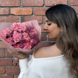 Pink Carnations and Wax Flower